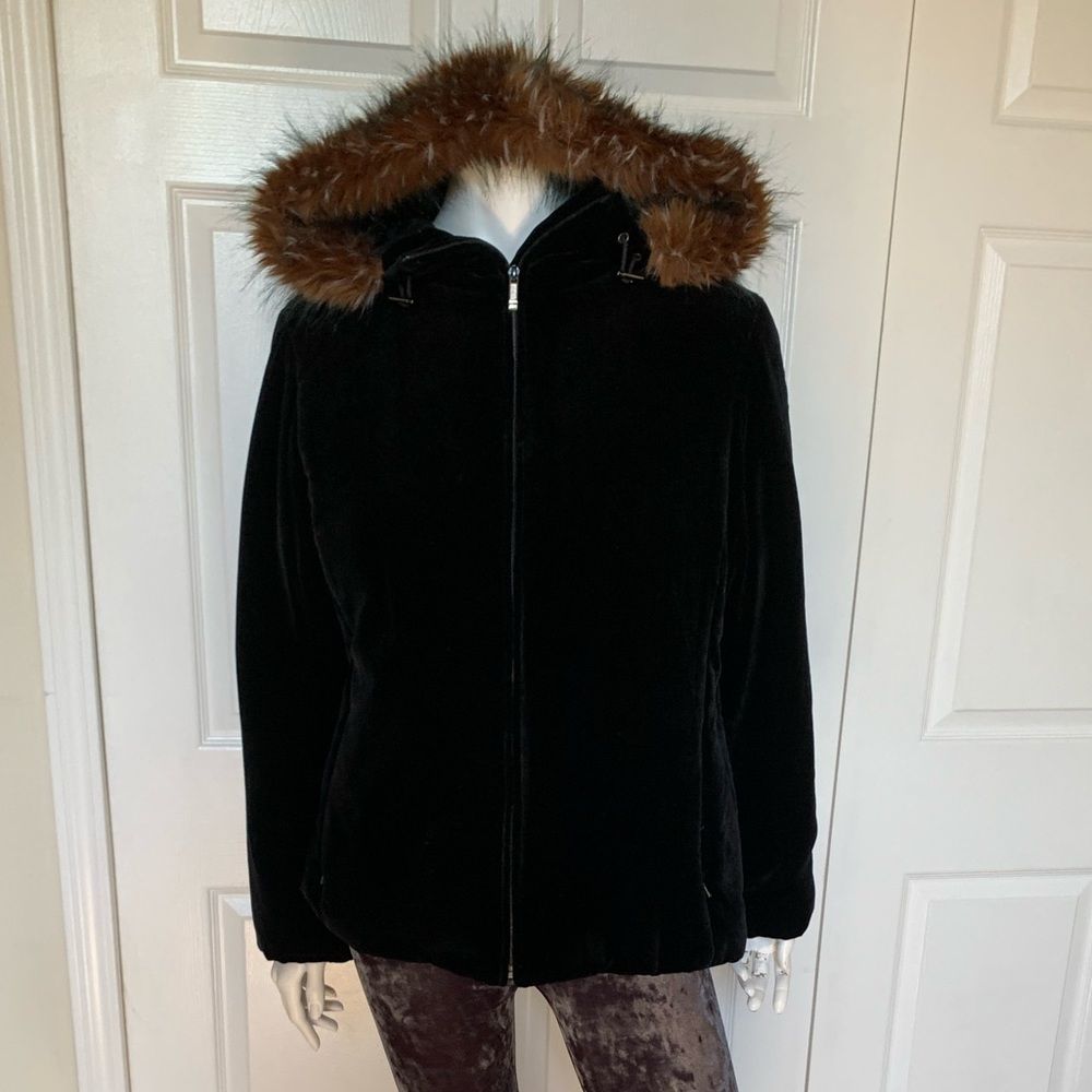 Velvet jacket with furry hood. Ralph Lauren size M